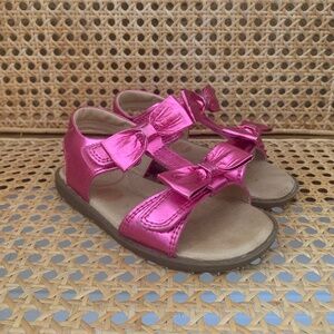 Stride Rite Toddler Girls Pink Metallic Whitney Leather Sandals Bows 9